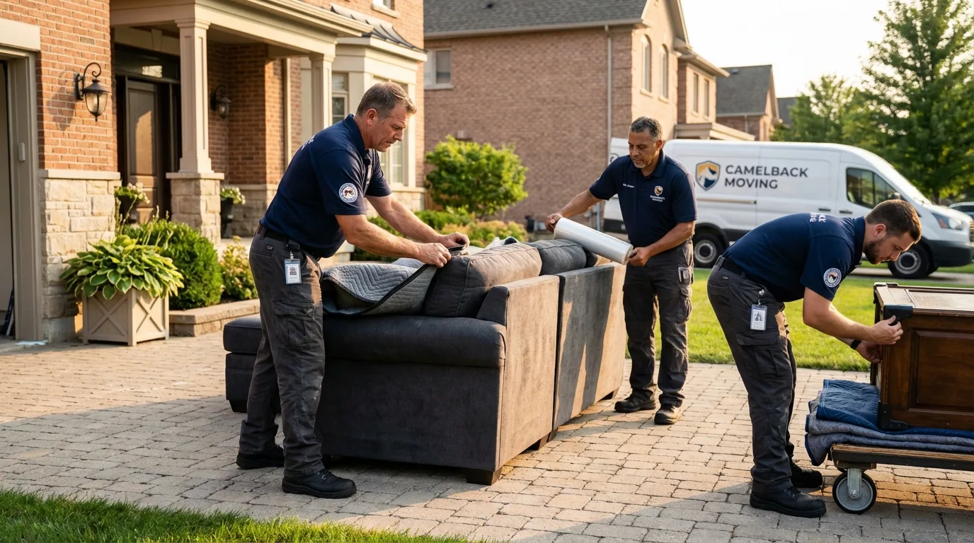 Large estate moving crew wrapping furniture in Tremont, PA